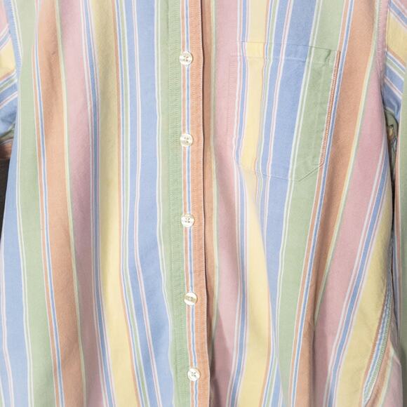 L.L.Bean Women’s Cotton Shirt Coastal Prep Pastel Stripe Coastal Button Down XS - Picture 4 of 7